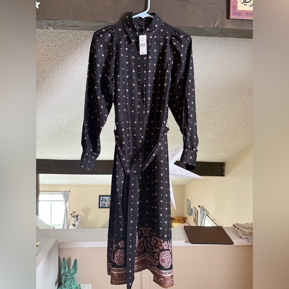 Ann Taylor Black and Pink Patterned Dress